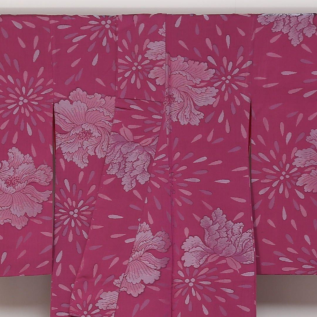 アンティーク お召 袷 身丈146cm 裄丈62cm 正絹 Aランク XSサイズ 広衿