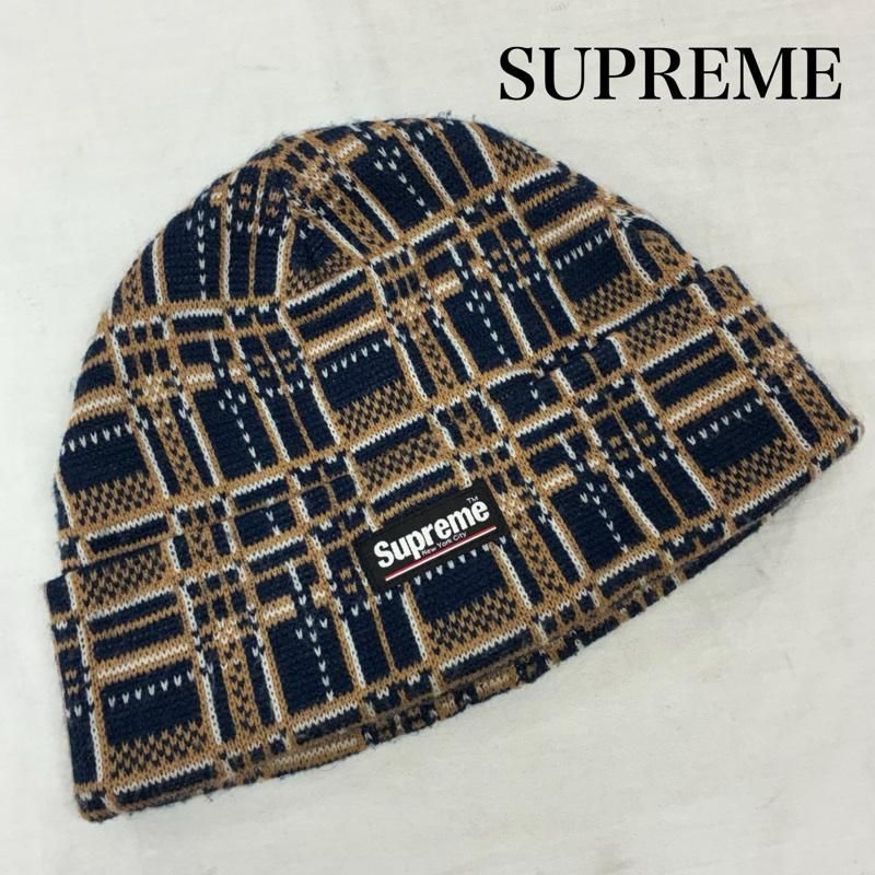 シュプリーム 21AW Plaid Beanie アクリル ビーニー ニット帽 メンズ