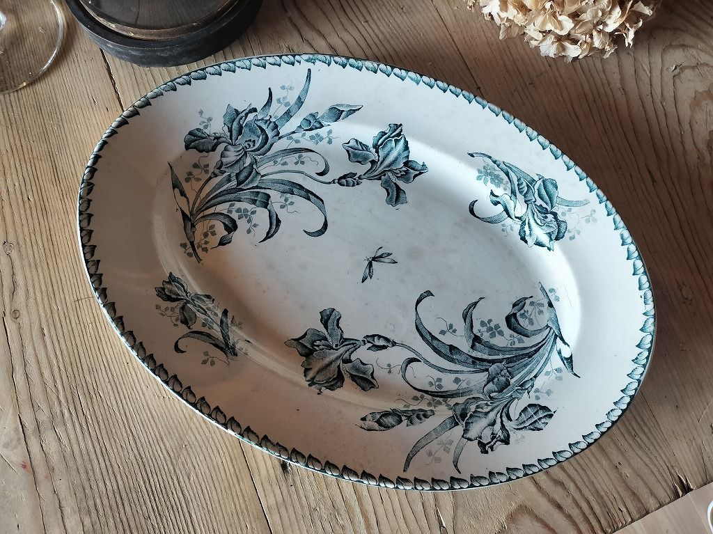 フランス アンティーク Badonviller Iris アイリス 絵付き 陶器