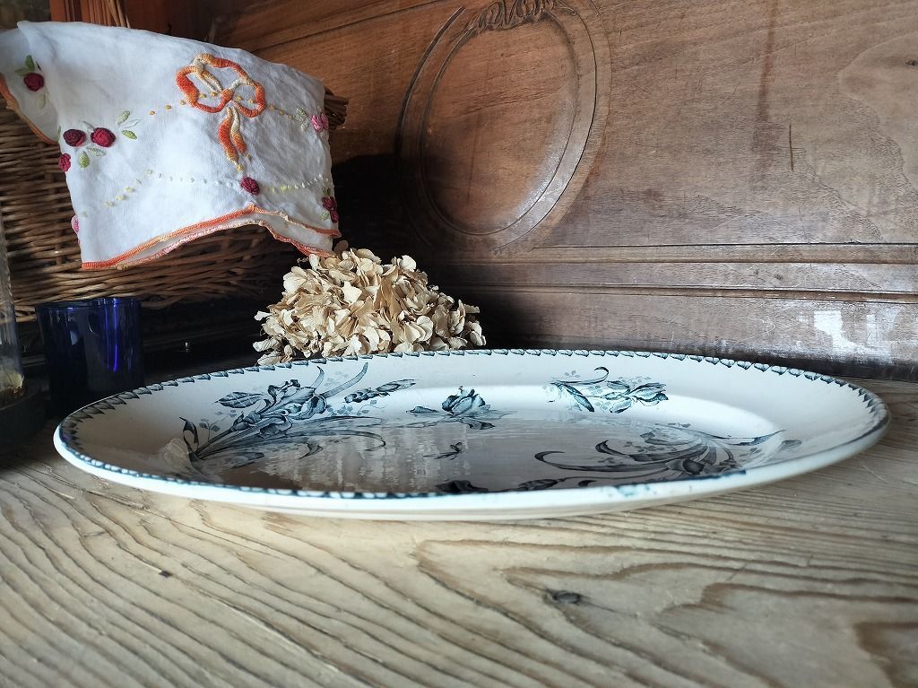 フランス アンティーク Badonviller Iris アイリス 絵付き 陶器