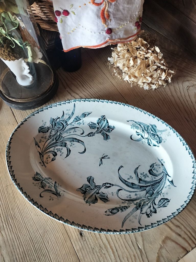 フランス アンティーク Badonviller Iris アイリス 絵付き 陶器