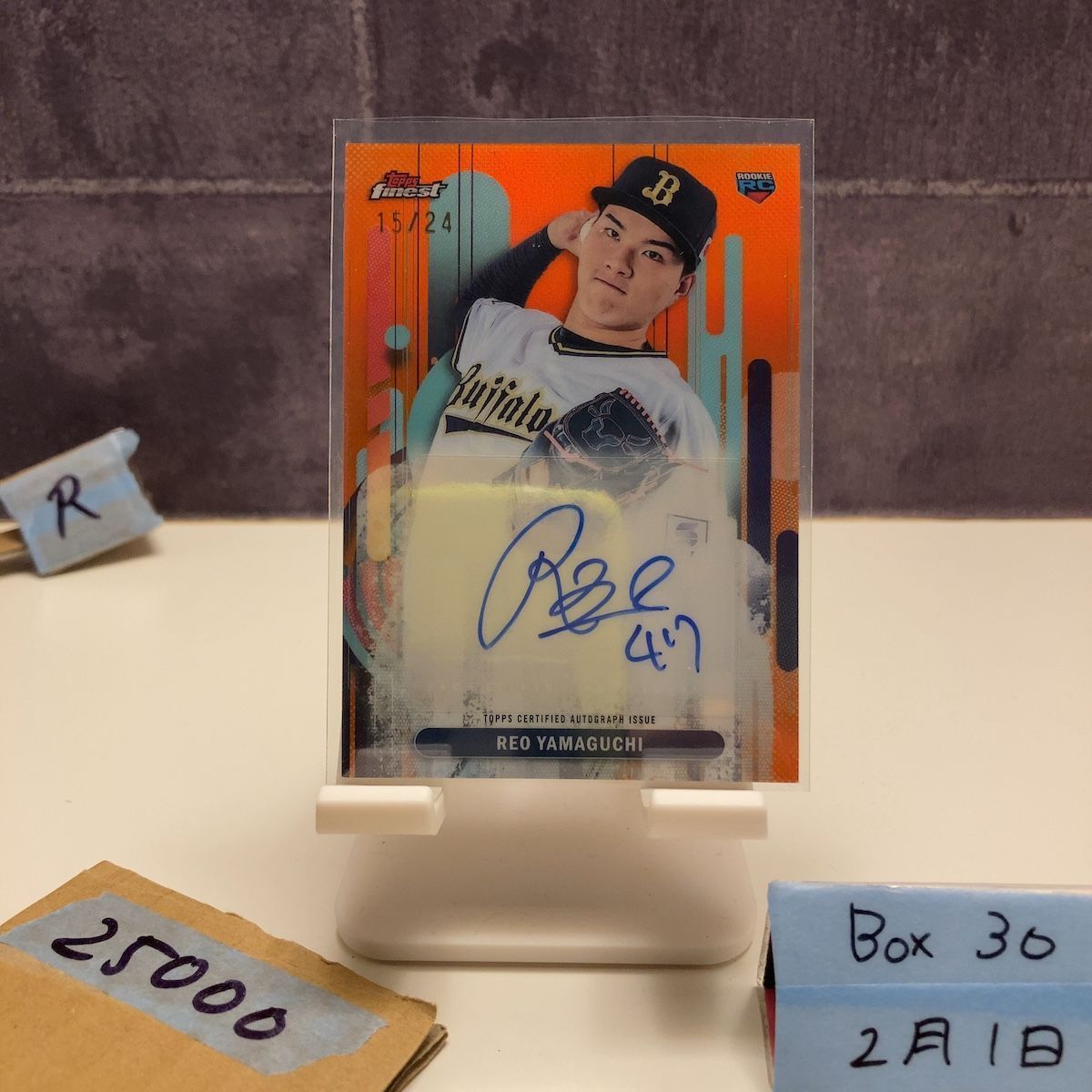 2025 Topps Finest NPB 山口廉王 Reo Yamaguchi 15/24 直筆サイン 
