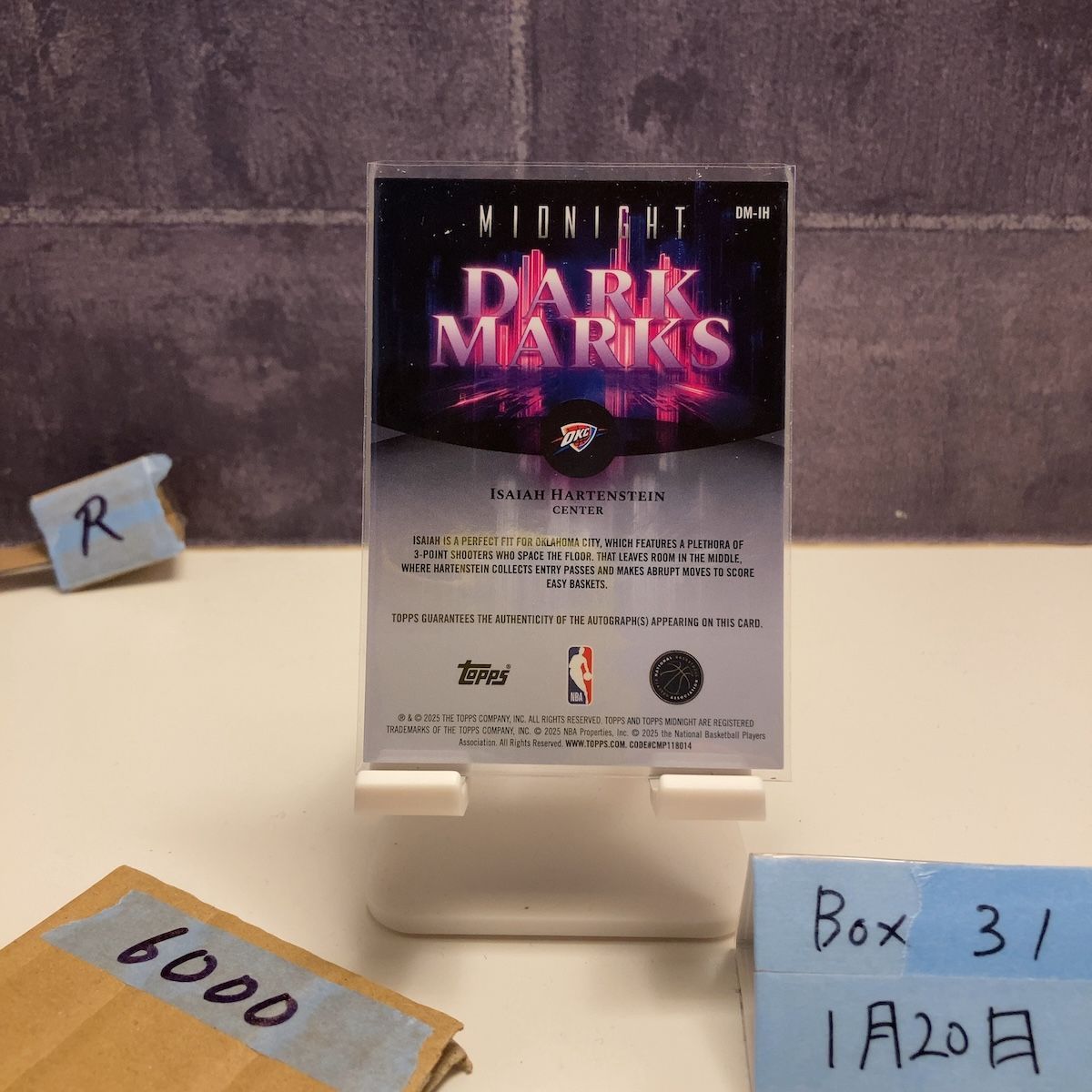 2025 Topps Midnight Isaiah Hartenstein 直筆サインカード Oklahoma
