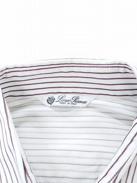 L783 [人気] Loro Piana ロロピアーナ ストライプシャツ 46 ホワイト