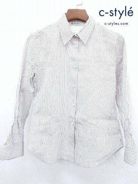 L783 [人気] Loro Piana ロロピアーナ ストライプシャツ 46 ホワイト