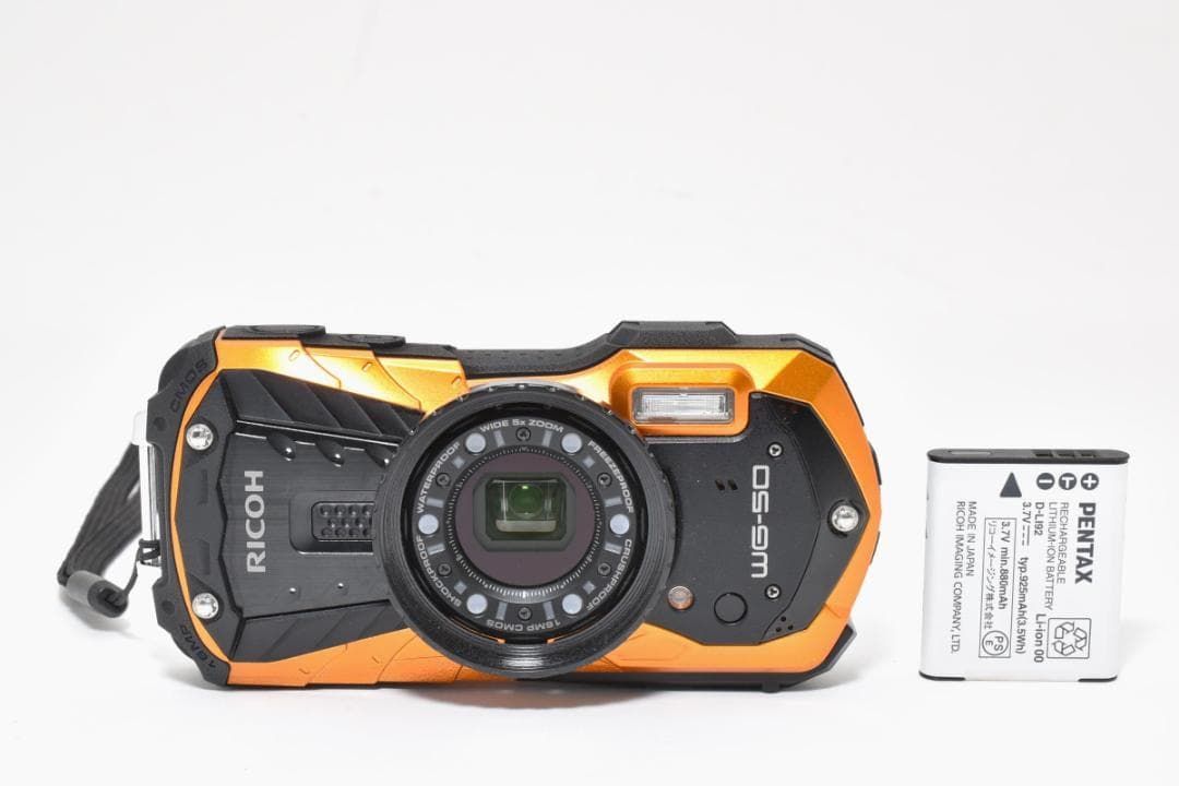 54】ショット数少 RICOH リコー WG-50 防水 耐衝撃 オレンジ デジタル