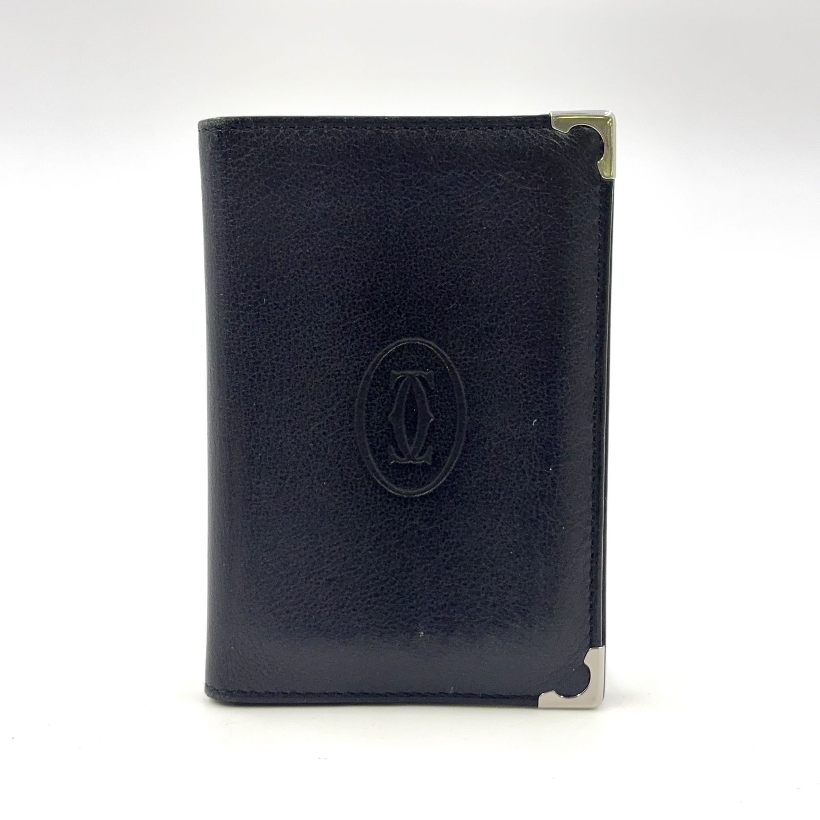 Cartier マスト ドゥ 名刺入れ レザー ブラック×ボルドー カードケース