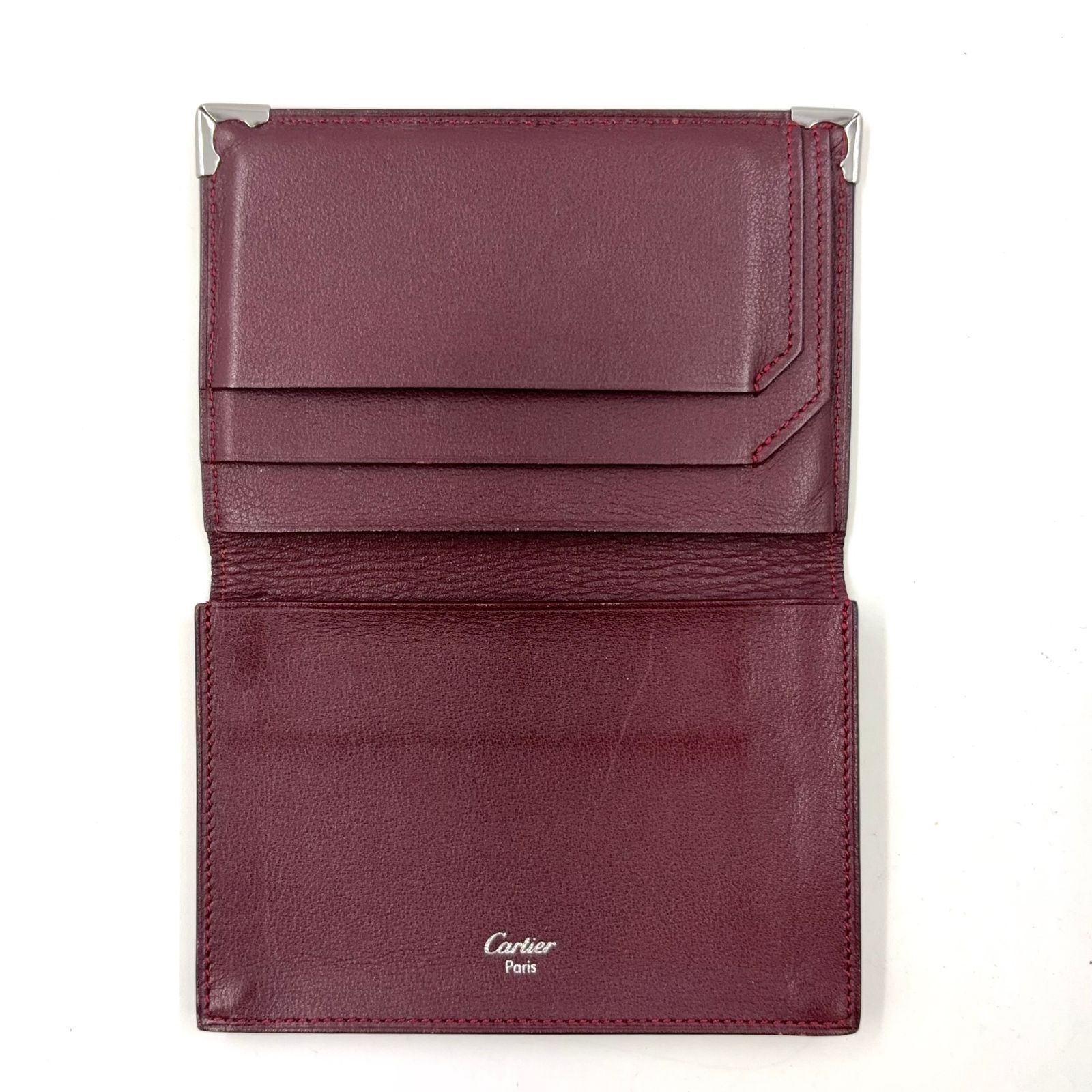 Cartier マスト ドゥ 名刺入れ レザー ブラック×ボルドー カードケース
