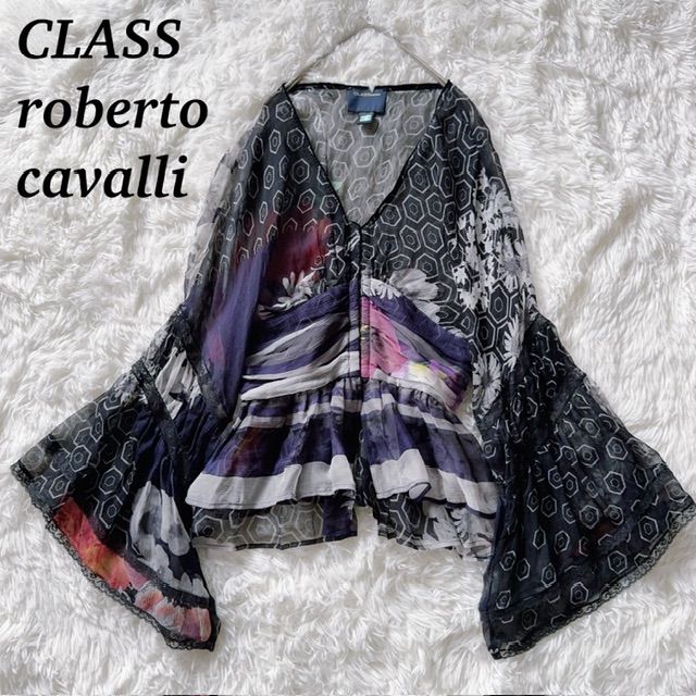 レディース CLASS roberto cavalli シルク100% ロベルトカヴァリ 総柄 