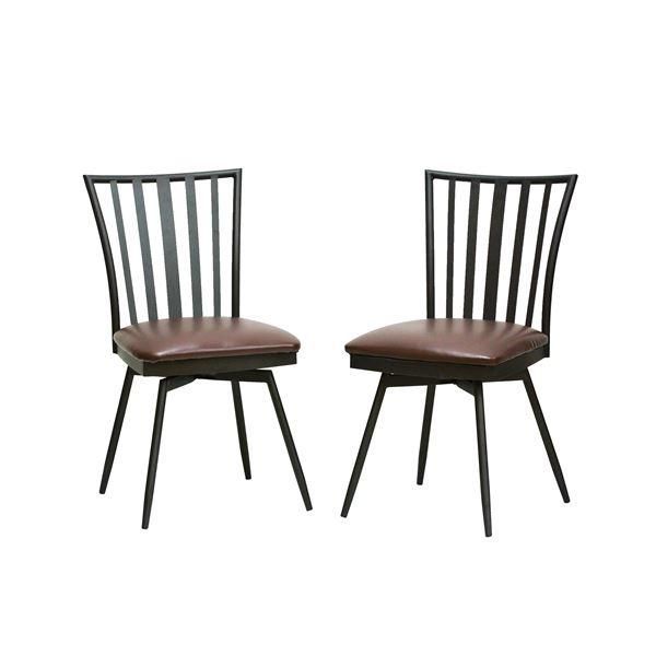 ダイニングチェア/座面回転式チェアー 〔同色2脚セット ブラウン〕 座