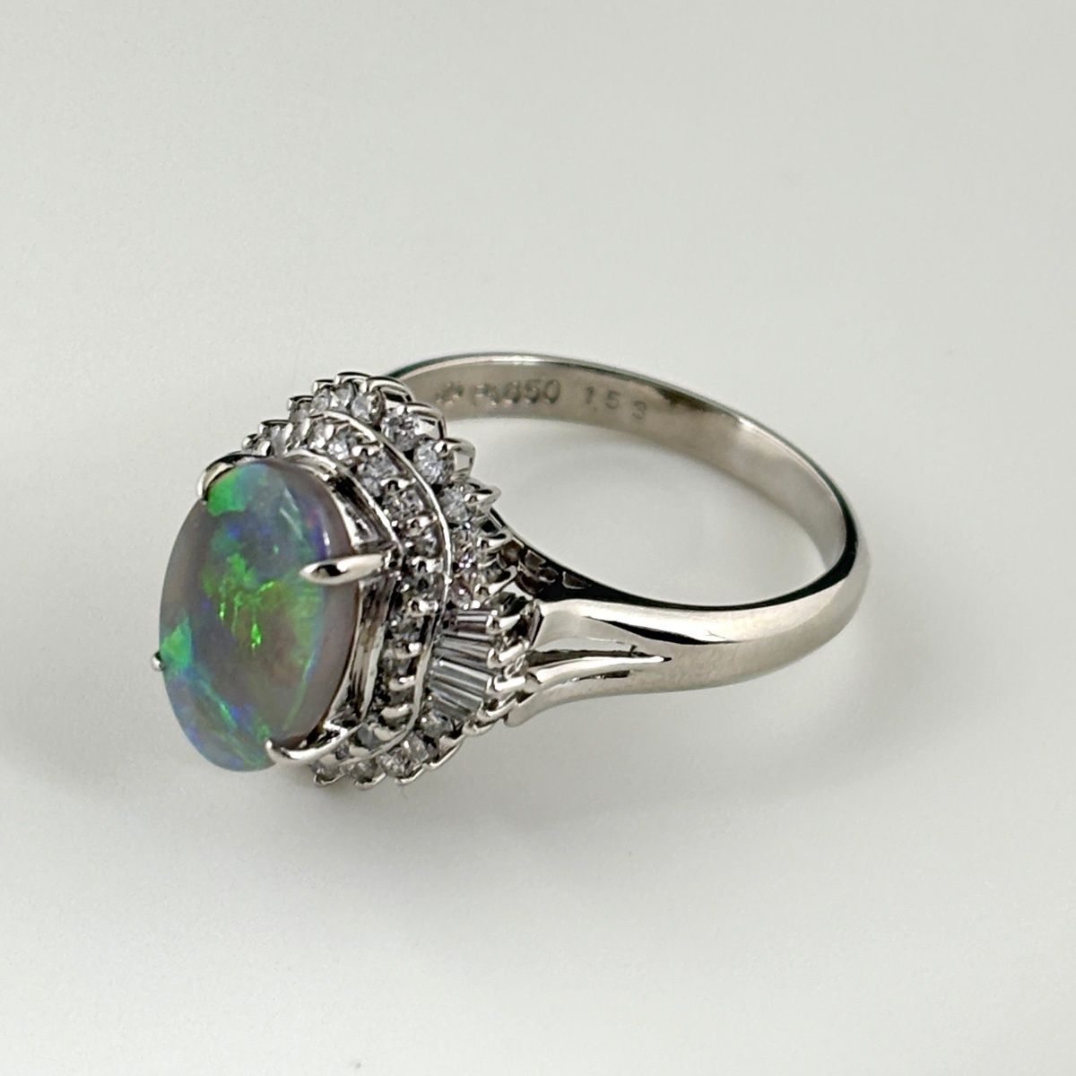 ブラックオパール デザインリング プラチナ 指輪 リング 12号 Pt850