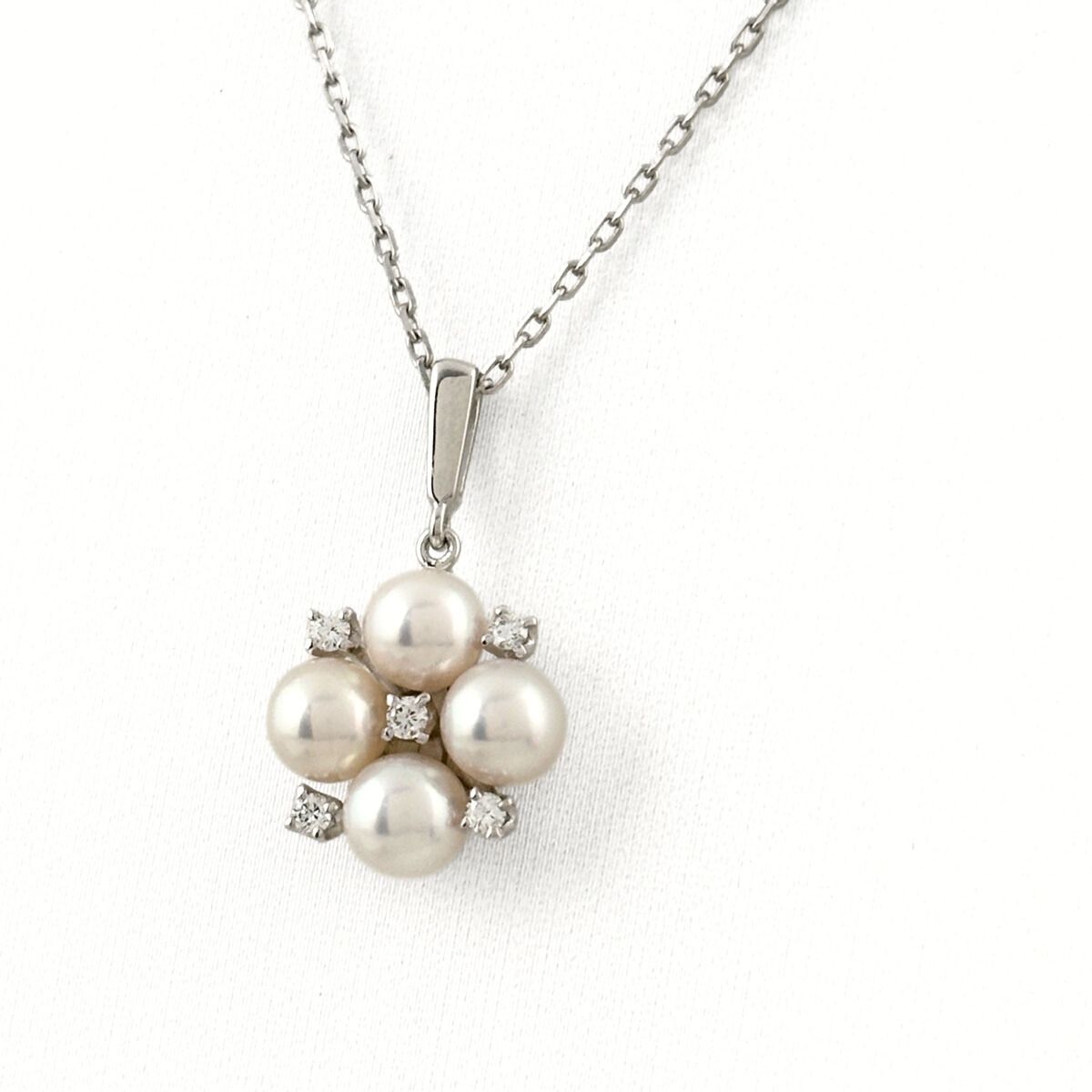 ミキモト MIKIMOTO パール デザインネックレス ペンダント メレダイヤ 
