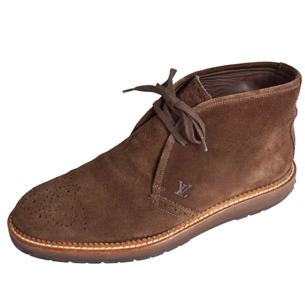 美品 ルイヴィトン LOUIS VUITTON ブーツ チャッカブーツ LVロゴ