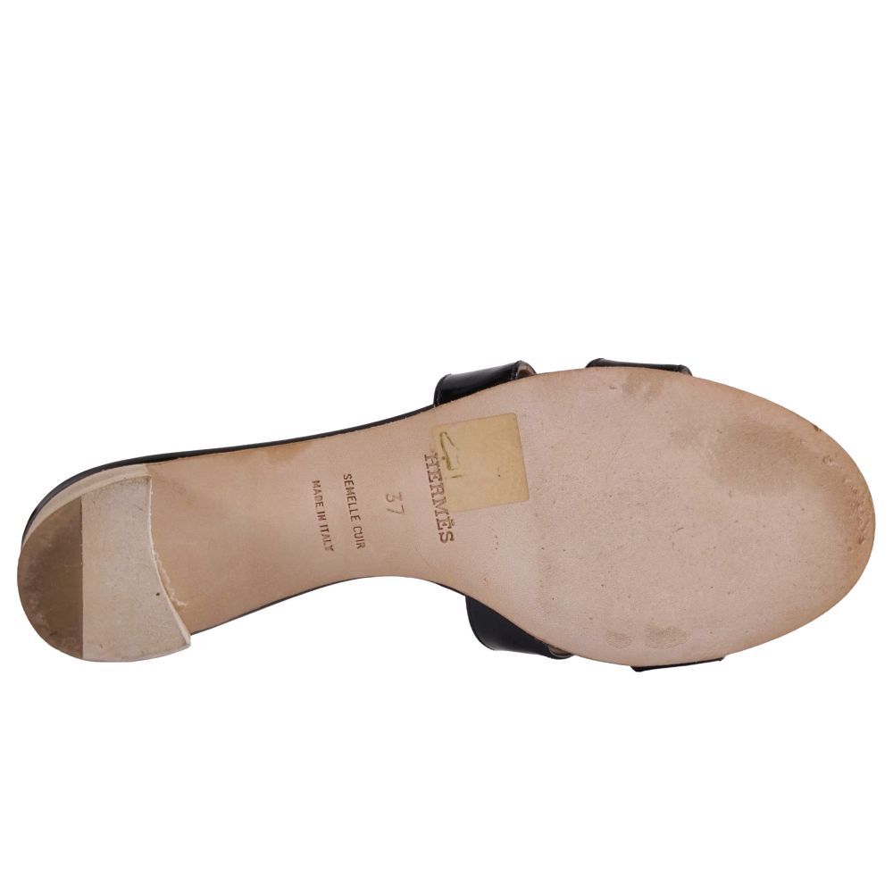 美品 エルメス HERMES サンダル オアジス Hロゴ エナメルレザー ヒール