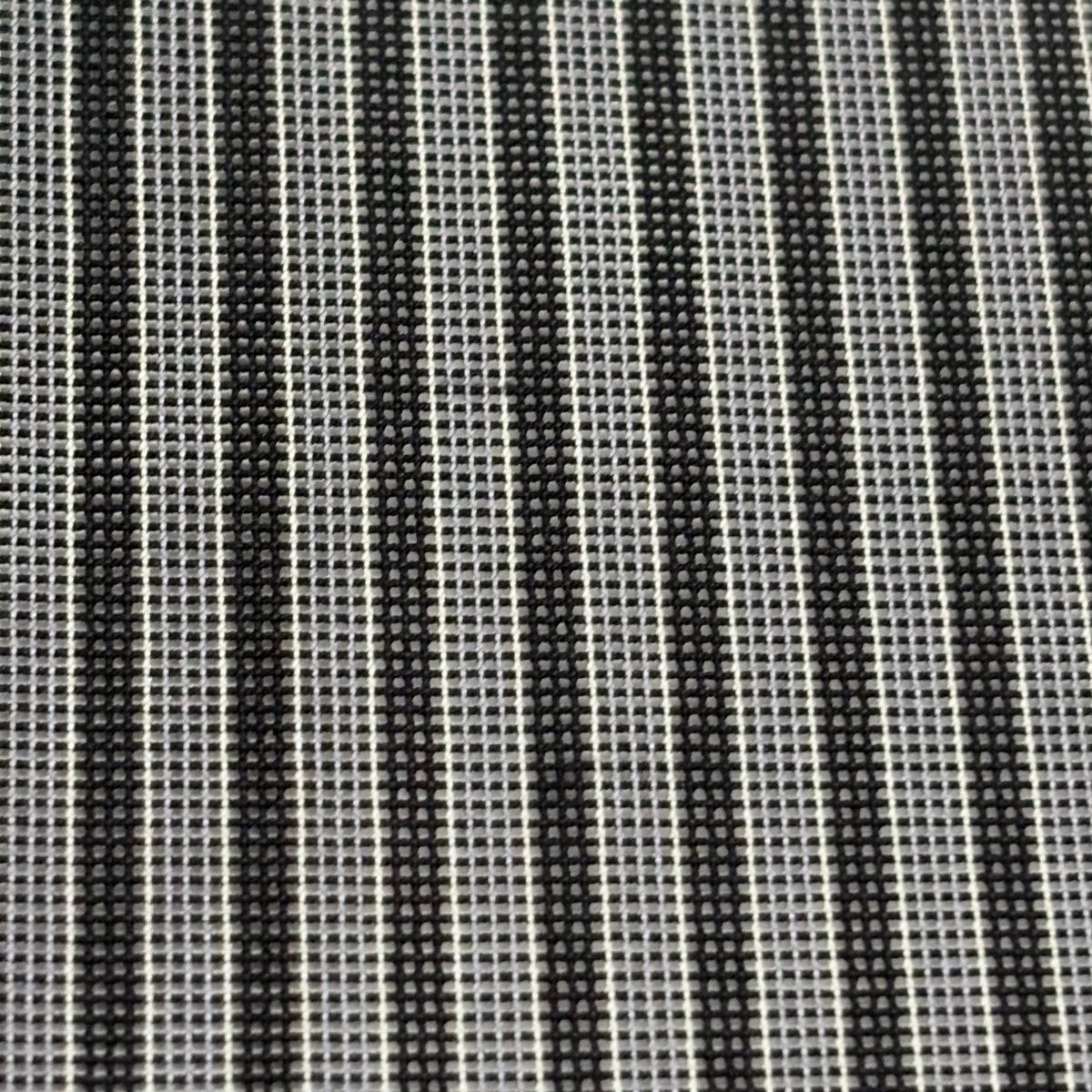 美品】 小紋 身丈159cm 裄丈63.5cm S 薄物 紗 縦縞 黒灰 正絹 秀品