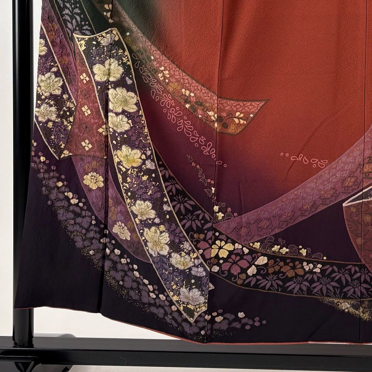 訪問着 身丈154cm 裄丈64.5cm M 袷 吉乃一廉 落款 熨斗 辻が花 金彩