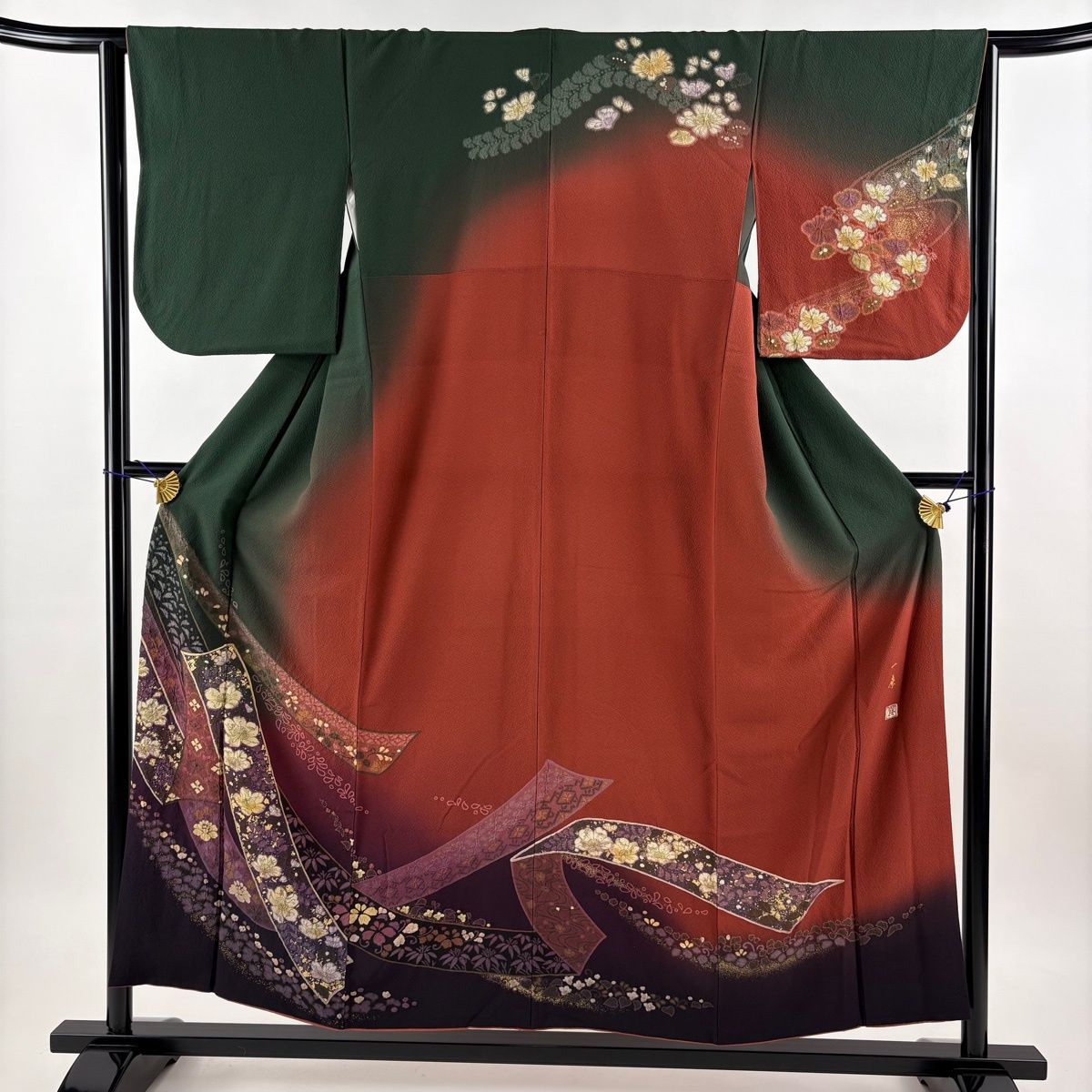 訪問着 身丈154cm 裄丈64.5cm M 袷 吉乃一廉 落款 熨斗 辻が花 金彩