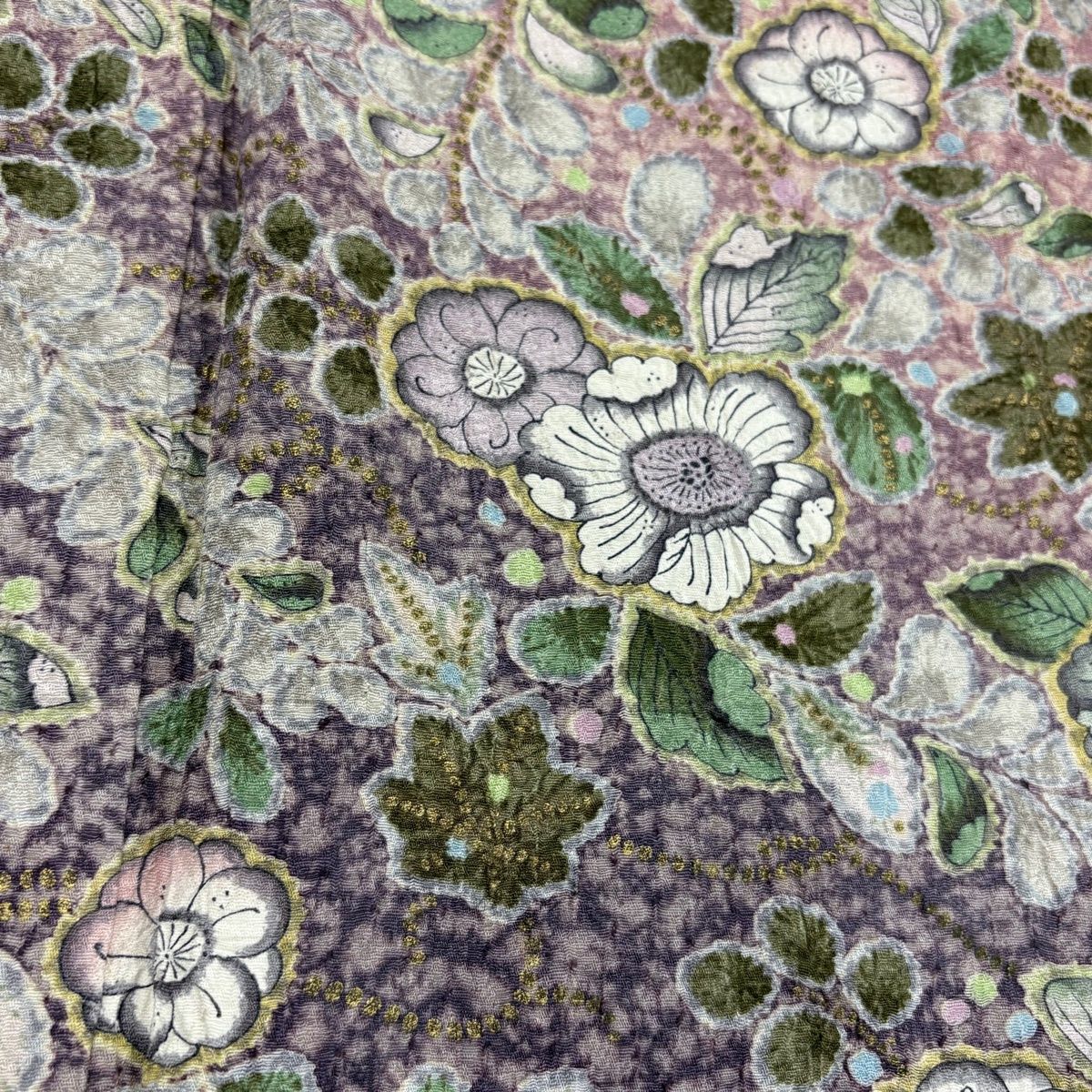 訪問着 身丈159cm 裄丈65cm M 袷 落款 辻が花 金彩 ぼかし 薄紫 正絹