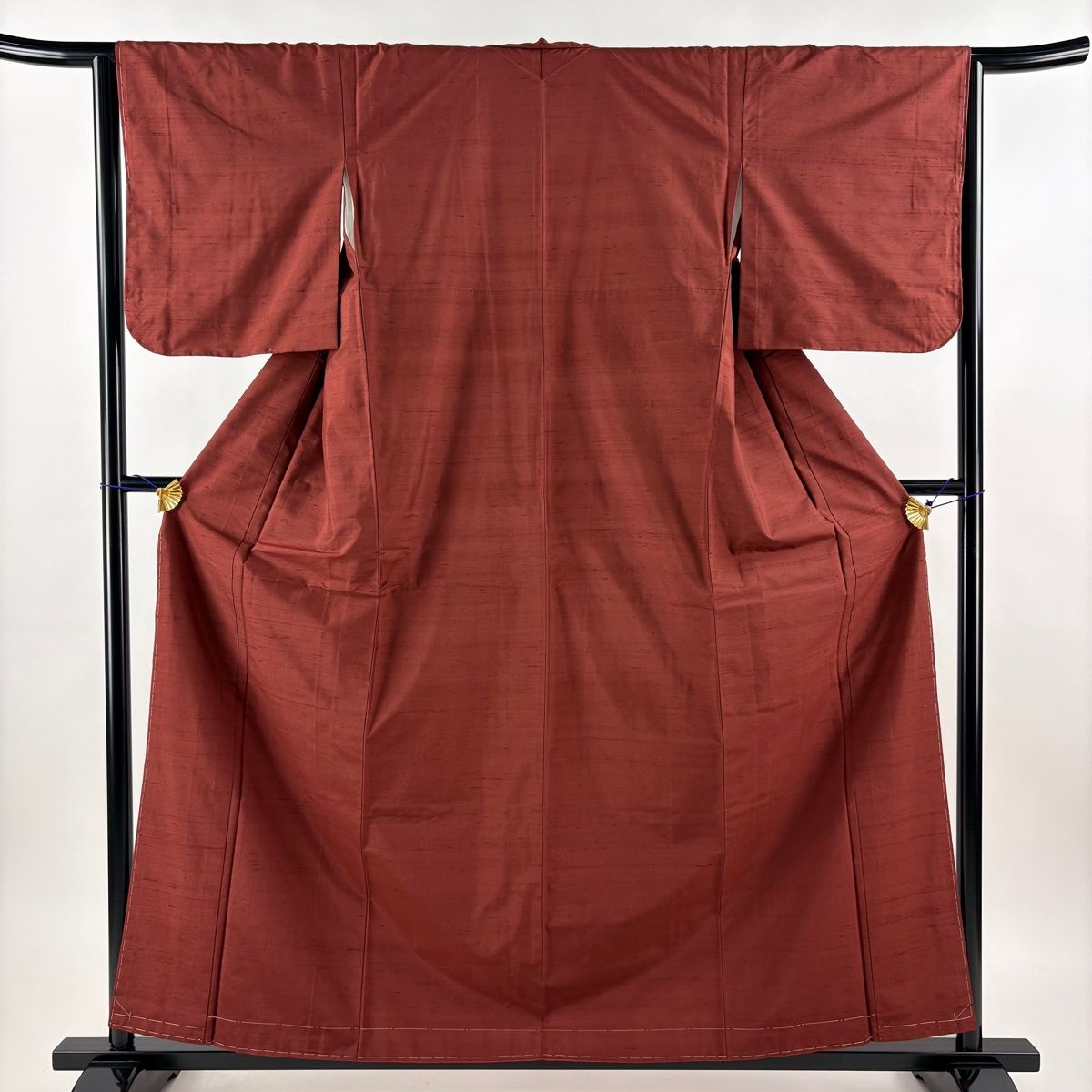 美品】 大島紬 身丈160cm 裄丈64cm M 袷 都喜ヱ門 車輪梅格子 証紙