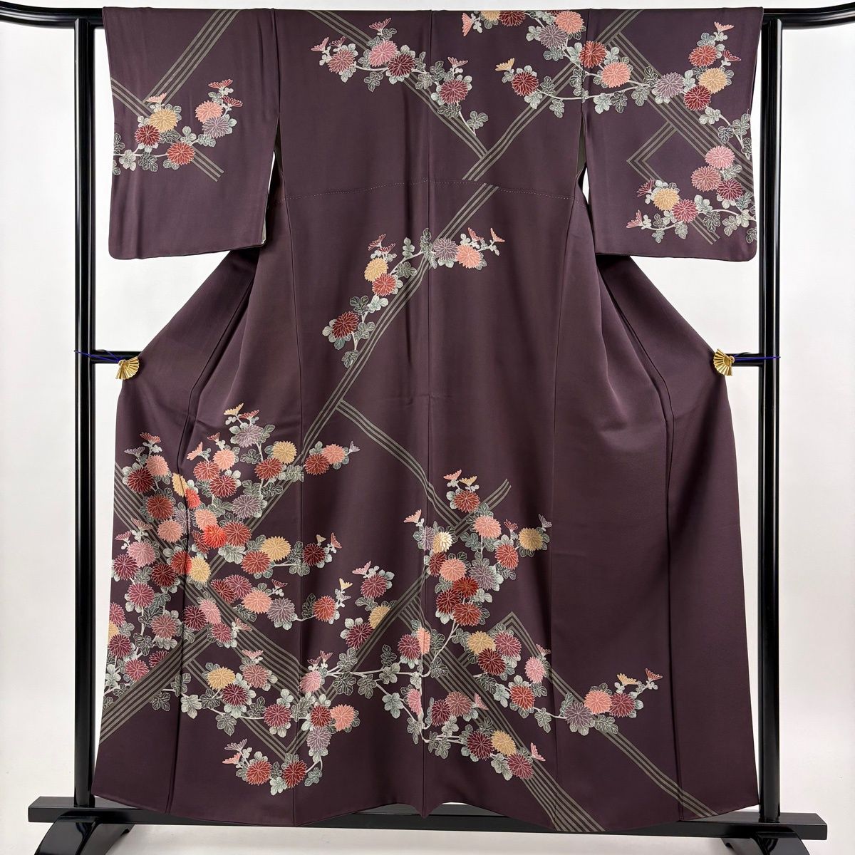 訪問着 身丈158cm 裄丈62.5cm S 袷 ますいわ屋 菊 幾何学模様 金糸