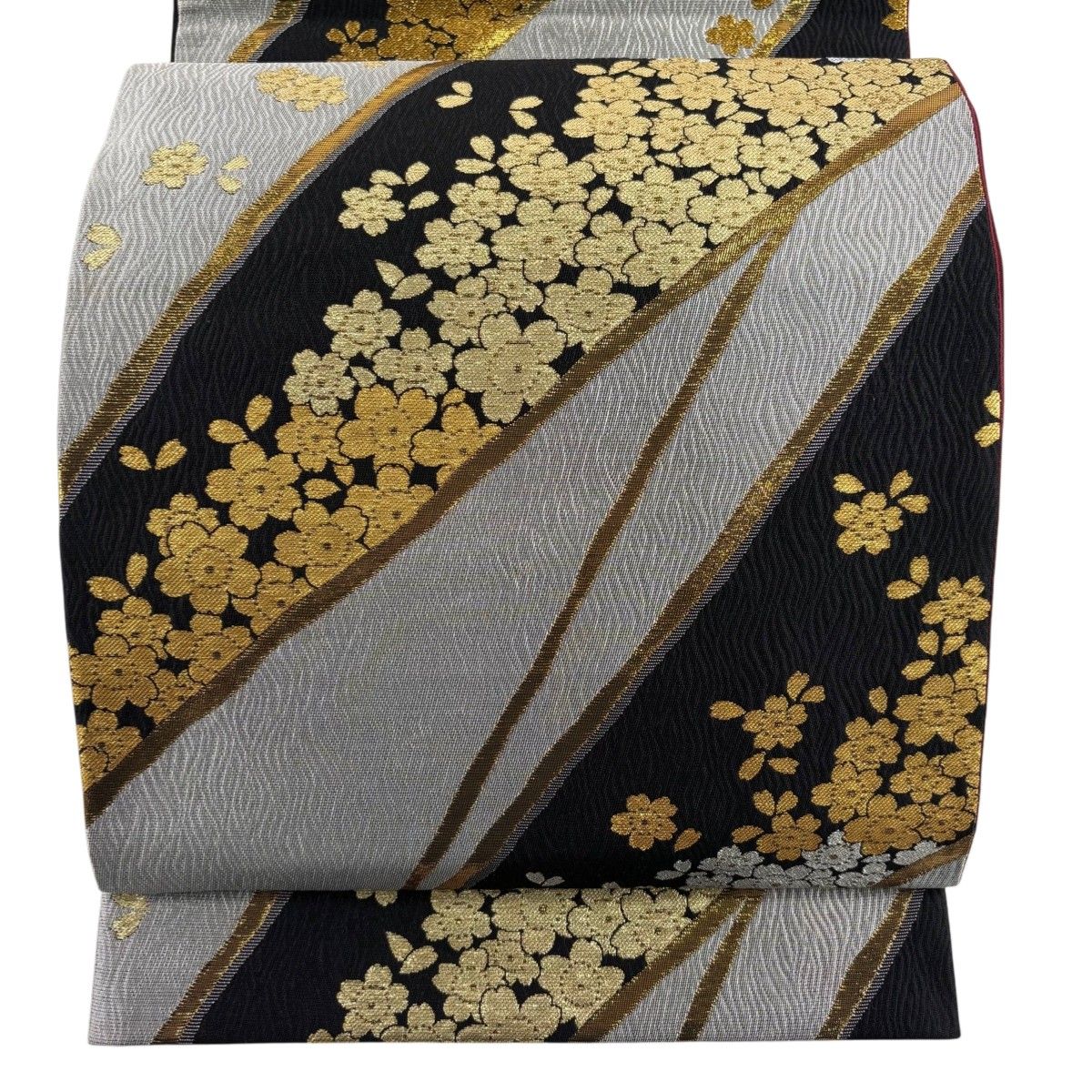 袋帯 秀品 桜 箔 黒 六通 正絹 【中古】 - メルカリ