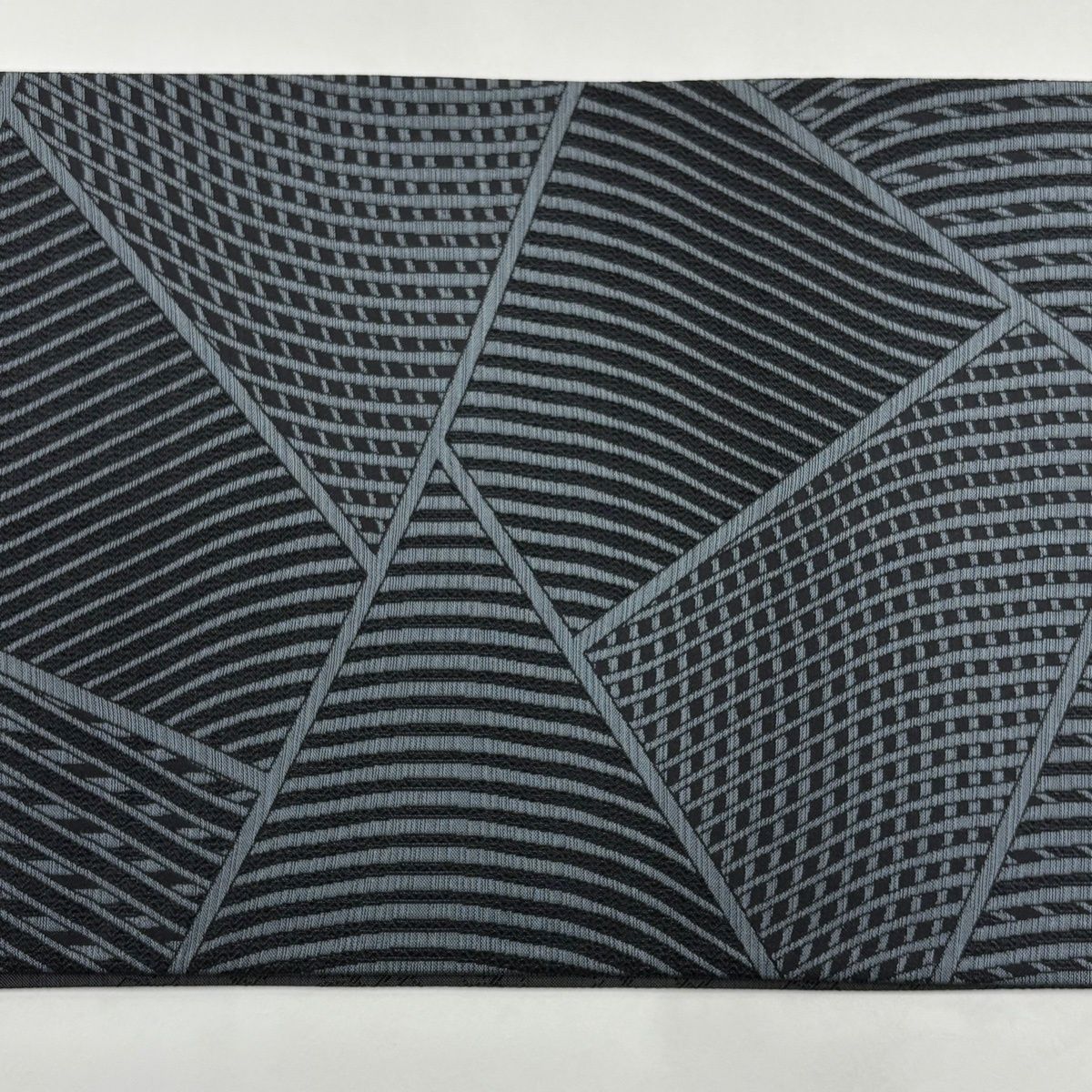 美品】 袋帯 名品 斉藤三才 落款 幾何学 銀糸 墨色 六通 正絹 【中古