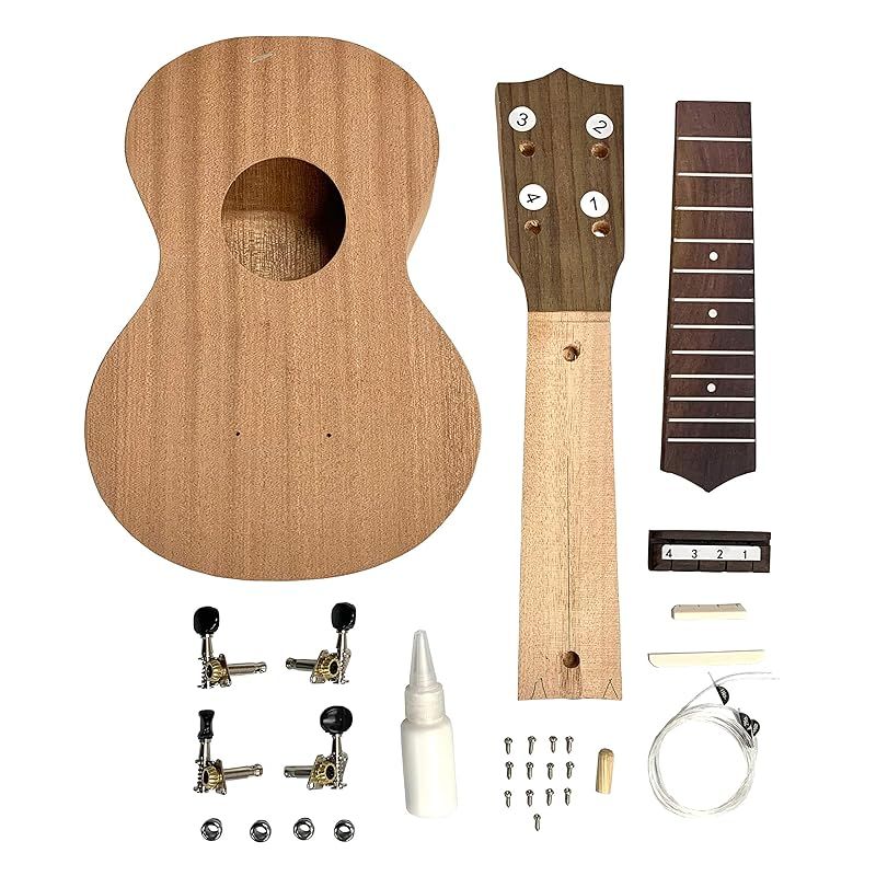 【新品】 【KIWAYA】U-kit ソプラノサイズ ウクレレキット （製作動画あり） DIY 国内検品（本格音色が楽しめる 説明書付 カンタン組立 大人も子どもも楽しめる おうち時間に 手作りウクレレ ） 0