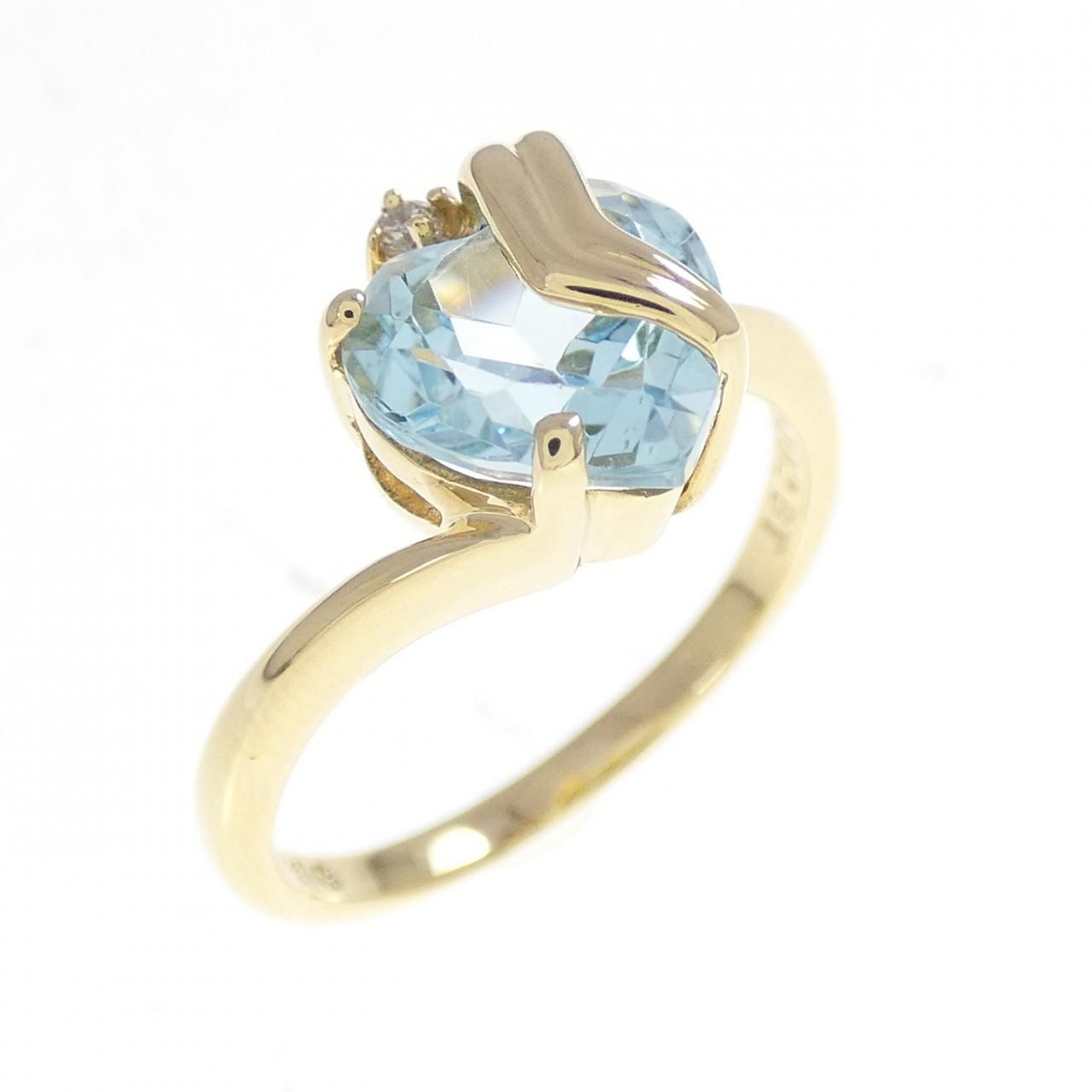 K18YG ハート ブルートパーズ リング - メルカリ