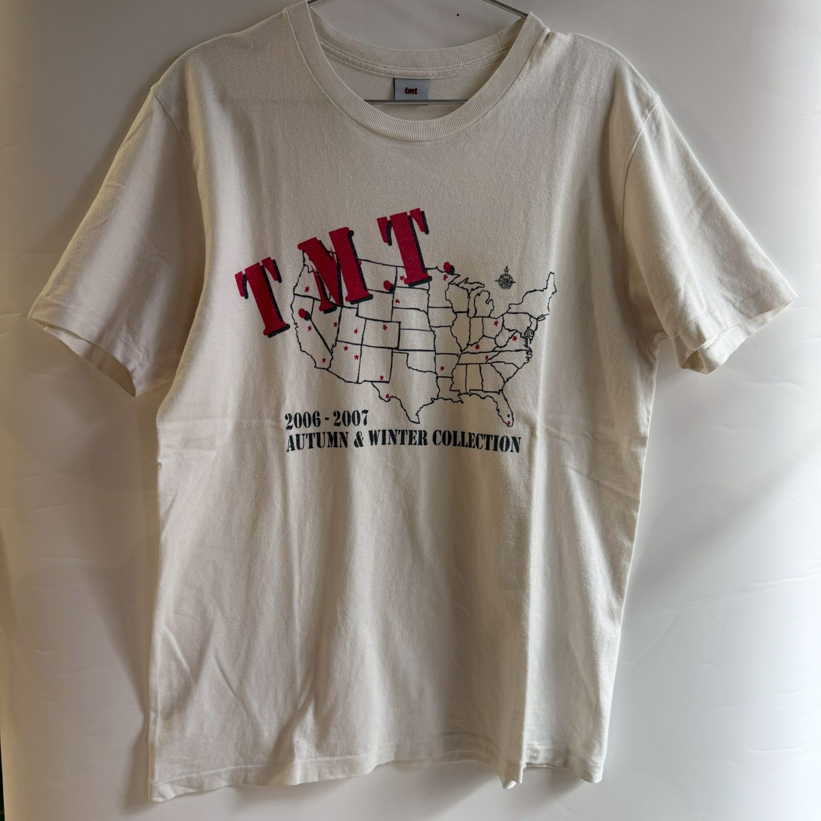 00s TMT 2006-2007 AW USAマップ プリントTシャツ M ホワイト Y2K 