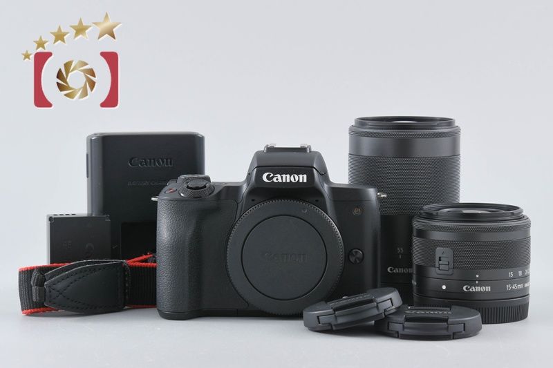 中古】Canon キヤノン EOS Kiss M2 ダブルズームレンズキット ブラック