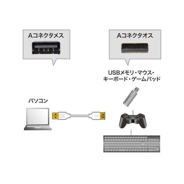 〔5個セット〕 サンワサプライ 極細USB延長ケーブル （A-Aメス延長タイプ）） 1m KU-SLEN10WKX5
