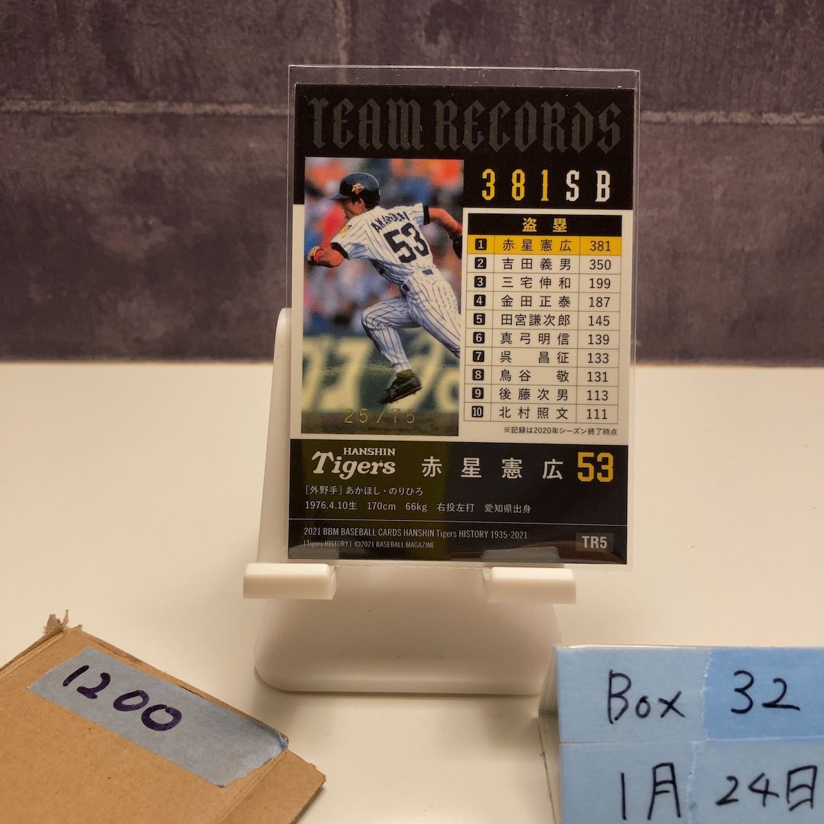 2021 BBM 赤星憲広 25/75 阪神タイガース Team Records TR5 カード