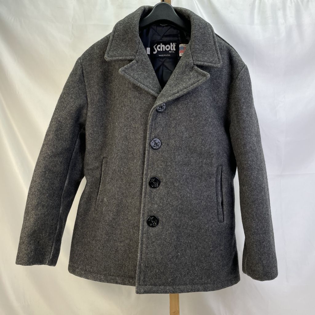 01w-6312 ショット schott ウールメルトンPコート グレー サイズ42 USA
