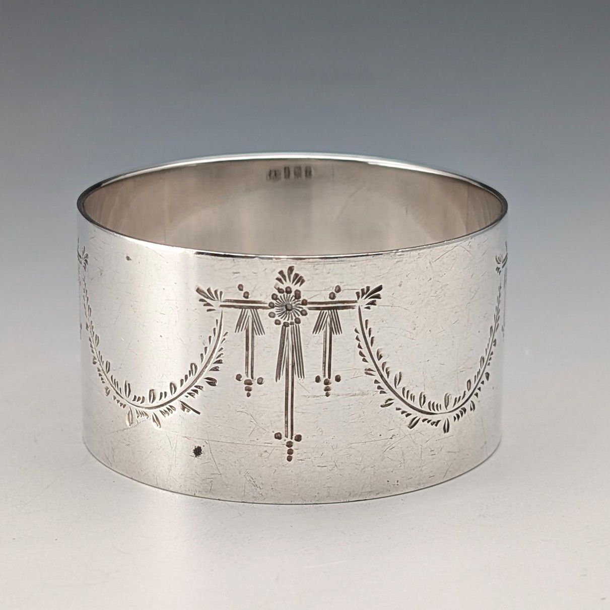 1914年 英国アンティーク 純銀製 ナプキンリング 30g T H Hazlewood