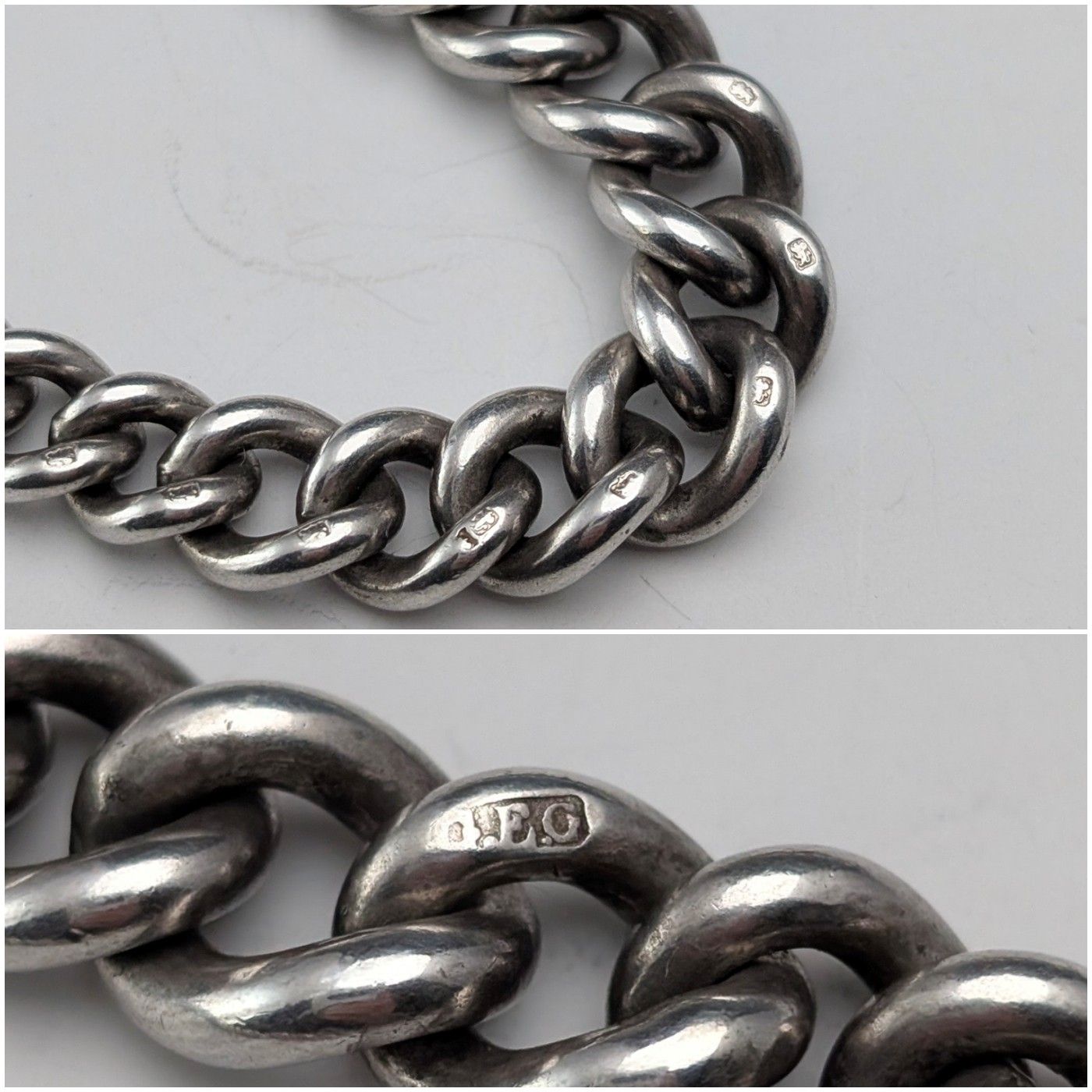 1915年頃 英国アンティーク 純銀製アルバートチェーン 51g クラシック