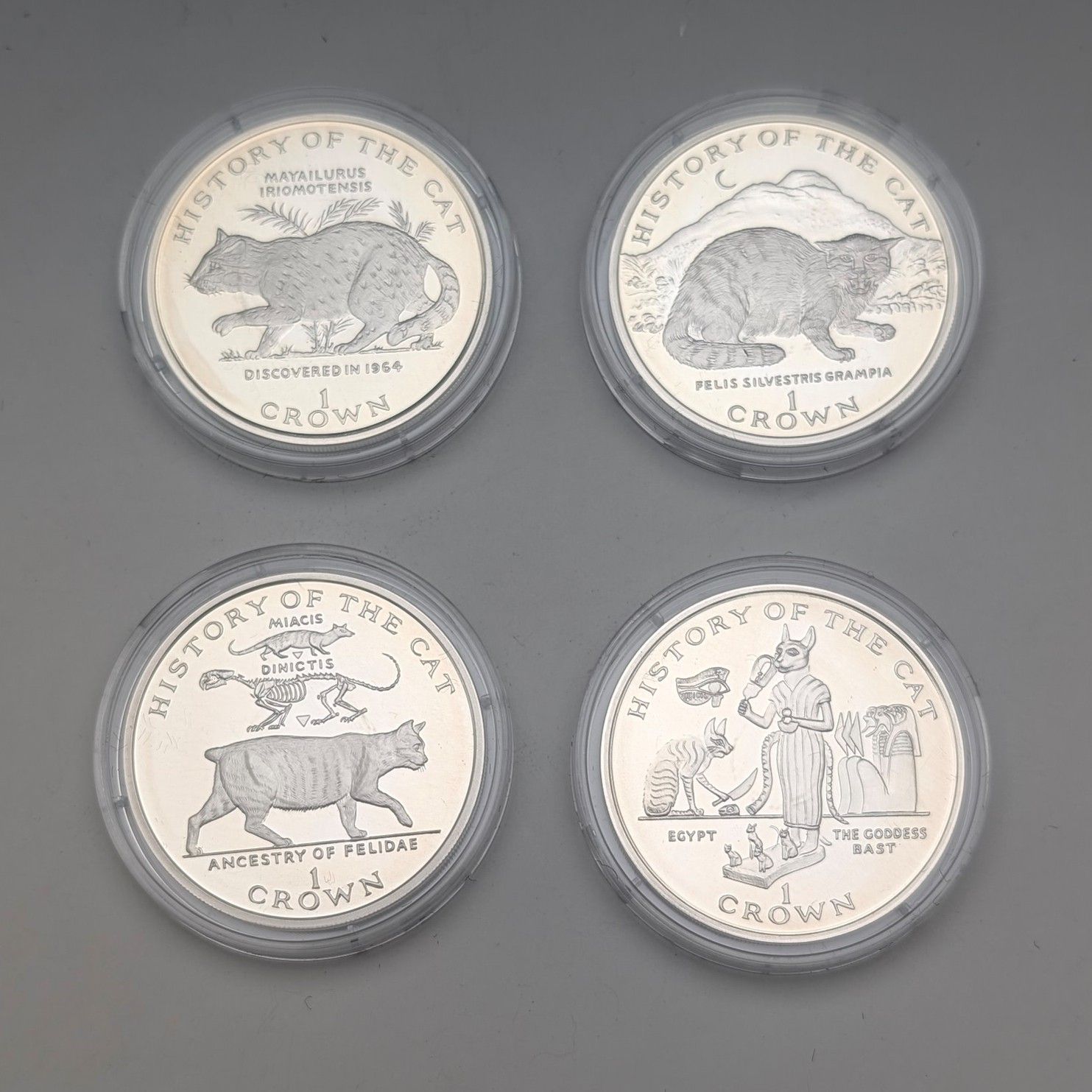 英国マン島 クラウン銀貨 猫の​歴史シリーズ：4枚セット PobjoyMint