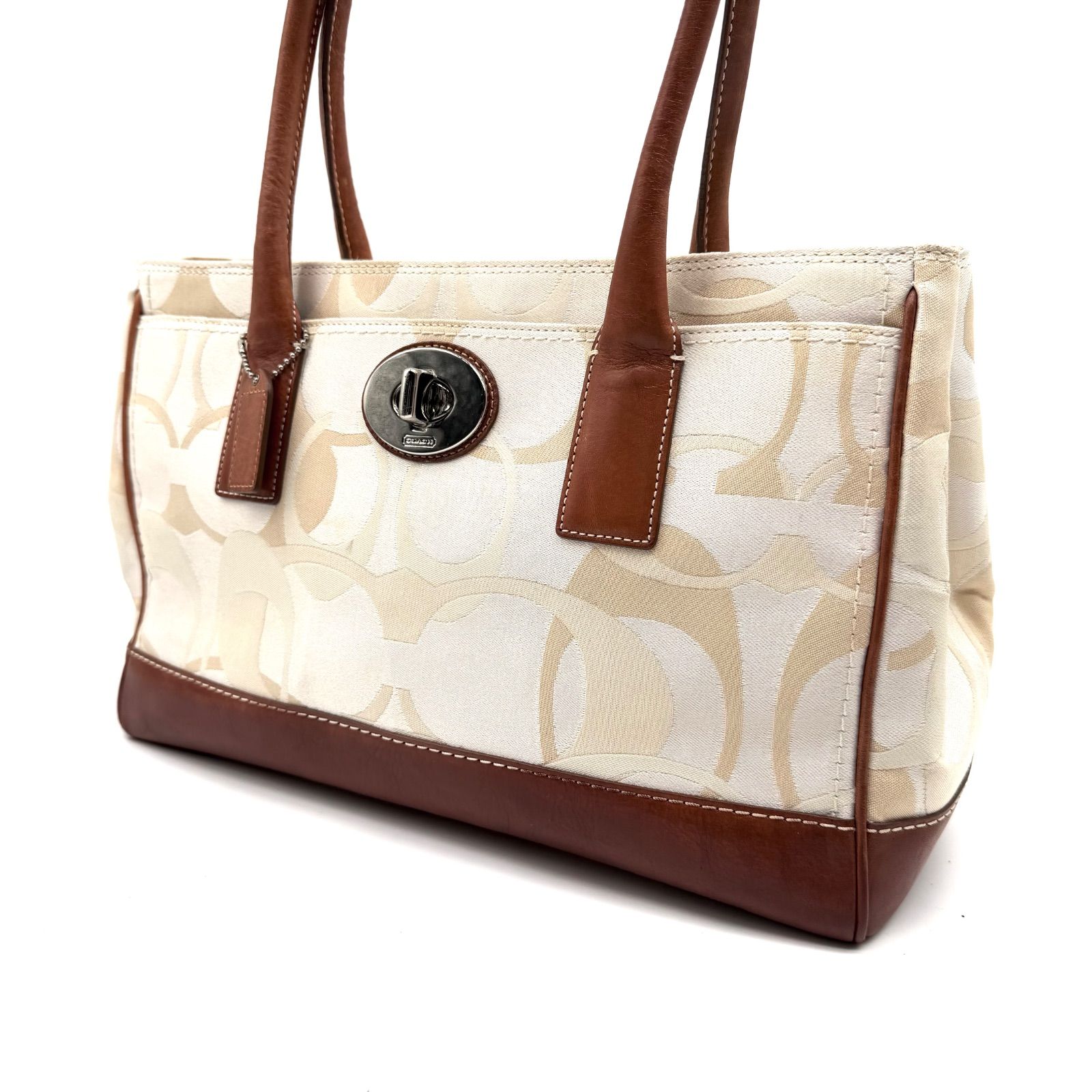 COACH y2k big signature tote bag turn lock コーチ ビッグ