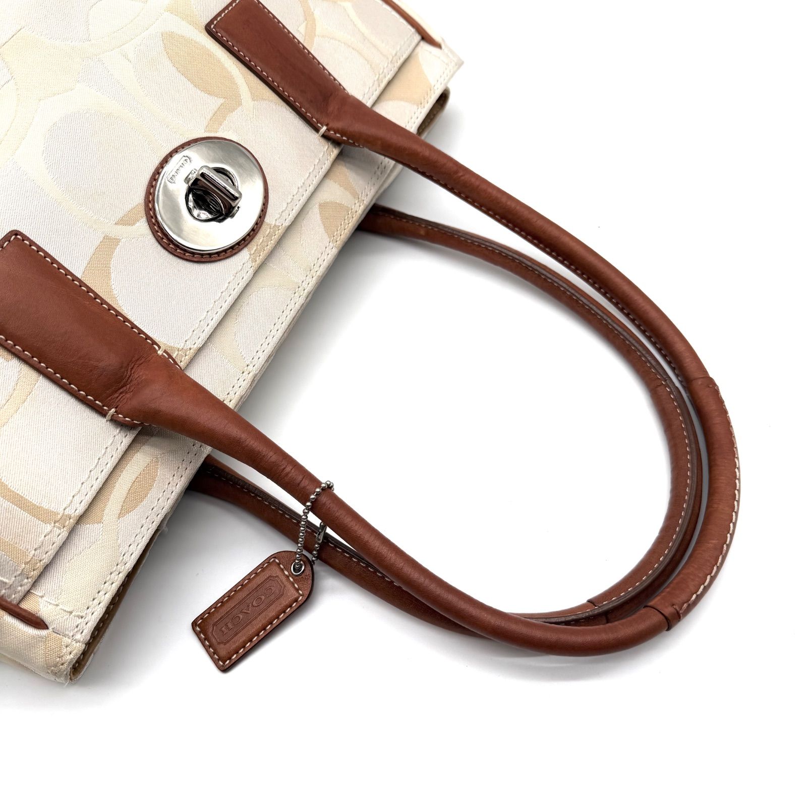 COACH y2k big signature tote bag turn lock コーチ ビッグ