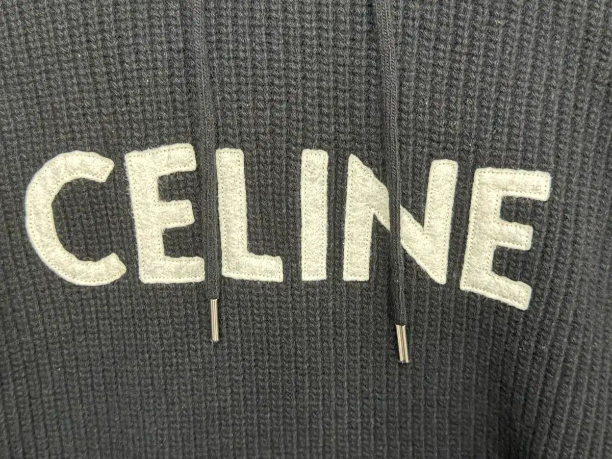 Celine セリーヌ リー リブド ロゴ ウール フーディー