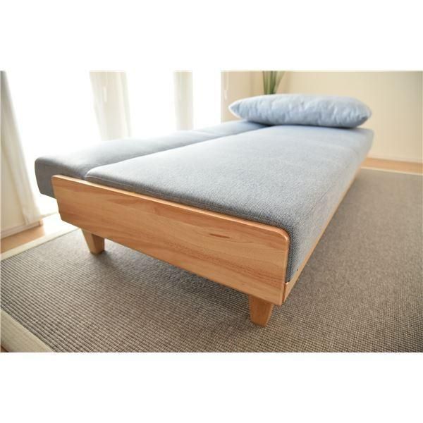  ソファベッド 幅184.5cm ファブリック 木製脚 木製フレーム セパレート式リクライニング 3人掛け ライトブルー LBU 組立品 シングルソファ 2人掛け 3人掛けソファ ソファ ソファベッド