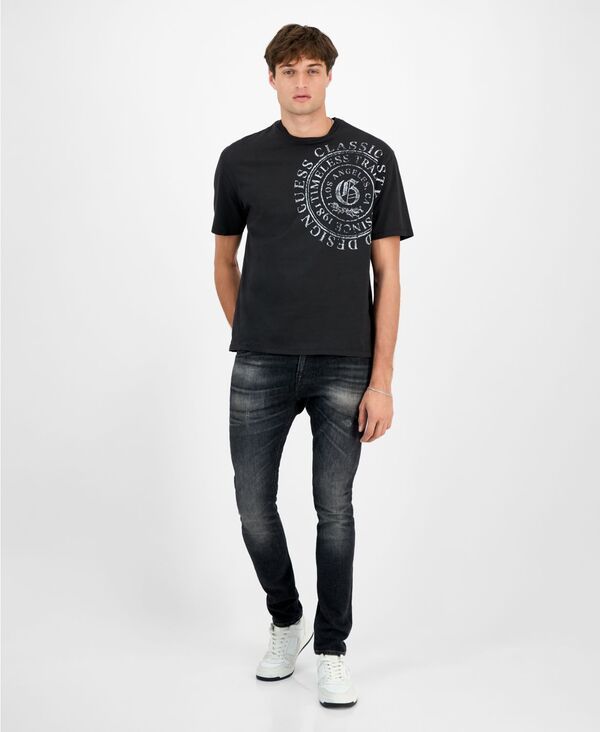 ゲス メンズ トップス Tシャツ リラックスフィット クルーネック シャツ グラフィック GUESS Mens Relaxed Fit Short Sleeve Crewneck Letter Pressed Graphic TShirt Jet Black