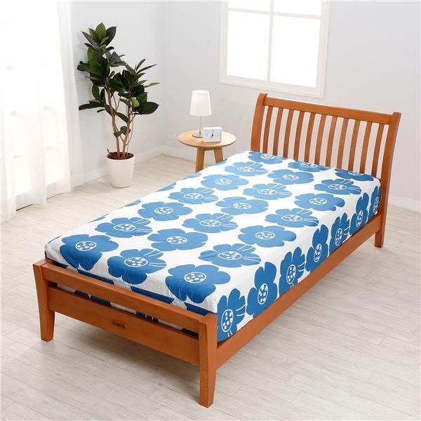 ボックスシーツ シングル 約100×200×30cm ブルー 洗える クイック