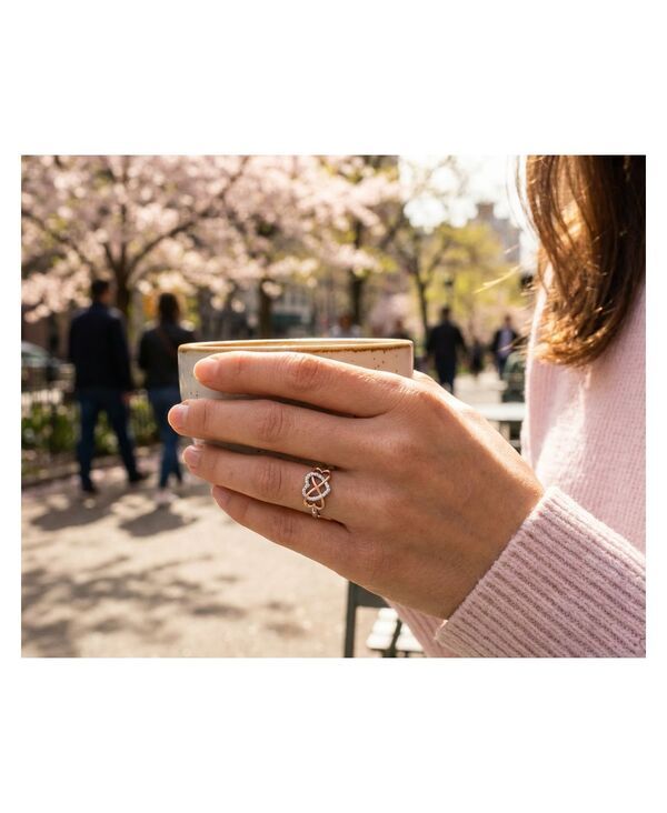 レディース ブリング レディース アクセサリー Bling Jewelry Two Tone Pave CZ Accent Cubic Zirconia Crossover Intertwined Infinity Heart Promise Ring Rose Gold