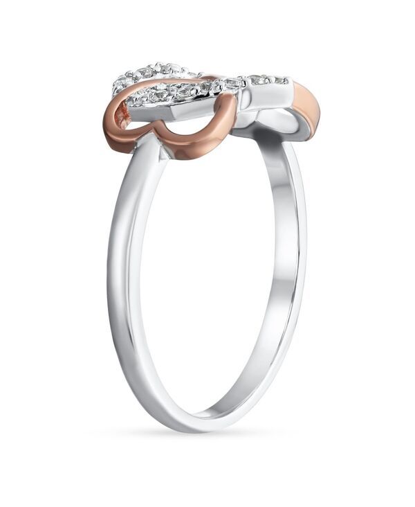 レディース ブリング レディース アクセサリー Bling Jewelry Two Tone Pave CZ Accent Cubic Zirconia Crossover Intertwined Infinity Heart Promise Ring Rose Gold