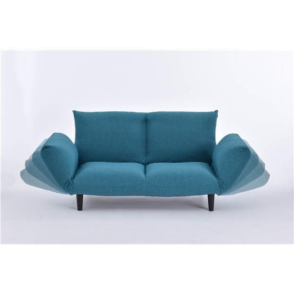  カウチソファー|リクライニングソファー 〔2人掛け ターコイズ〕 クッション付き 日本製 バゲット 2.5人掛けソファ 2人掛け 3人掛けソファ ソファ ソファベッド