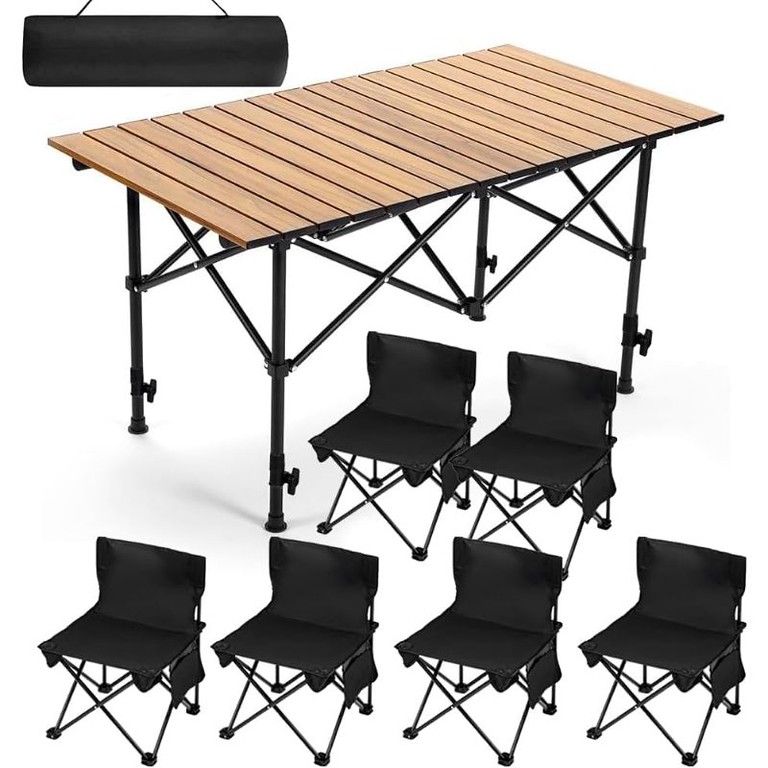軽量＆高さ調節可】アウトドア テーブル チェア 7点セット キャンプ