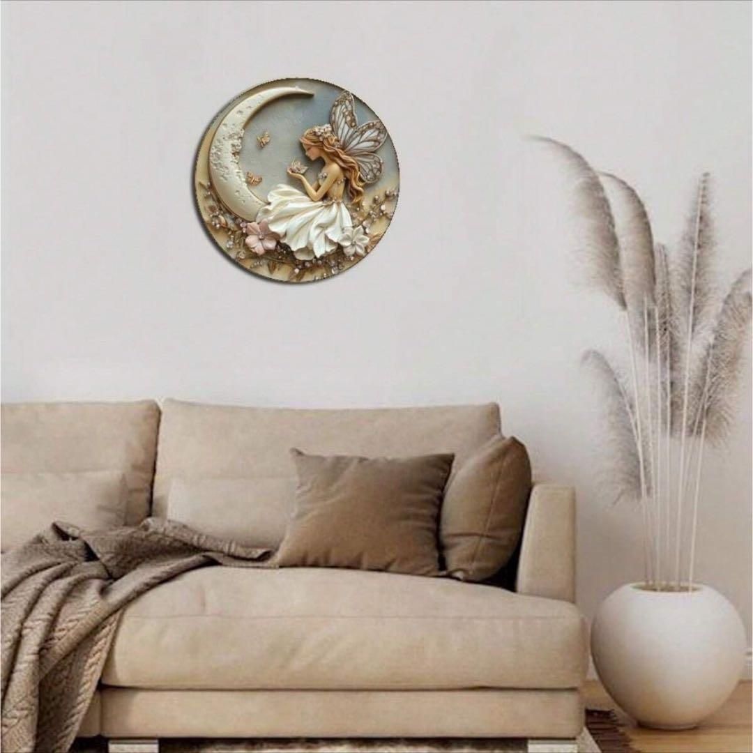 月と妖精のウェルカムボード ウエルカムボード ドアプレート ブリキ