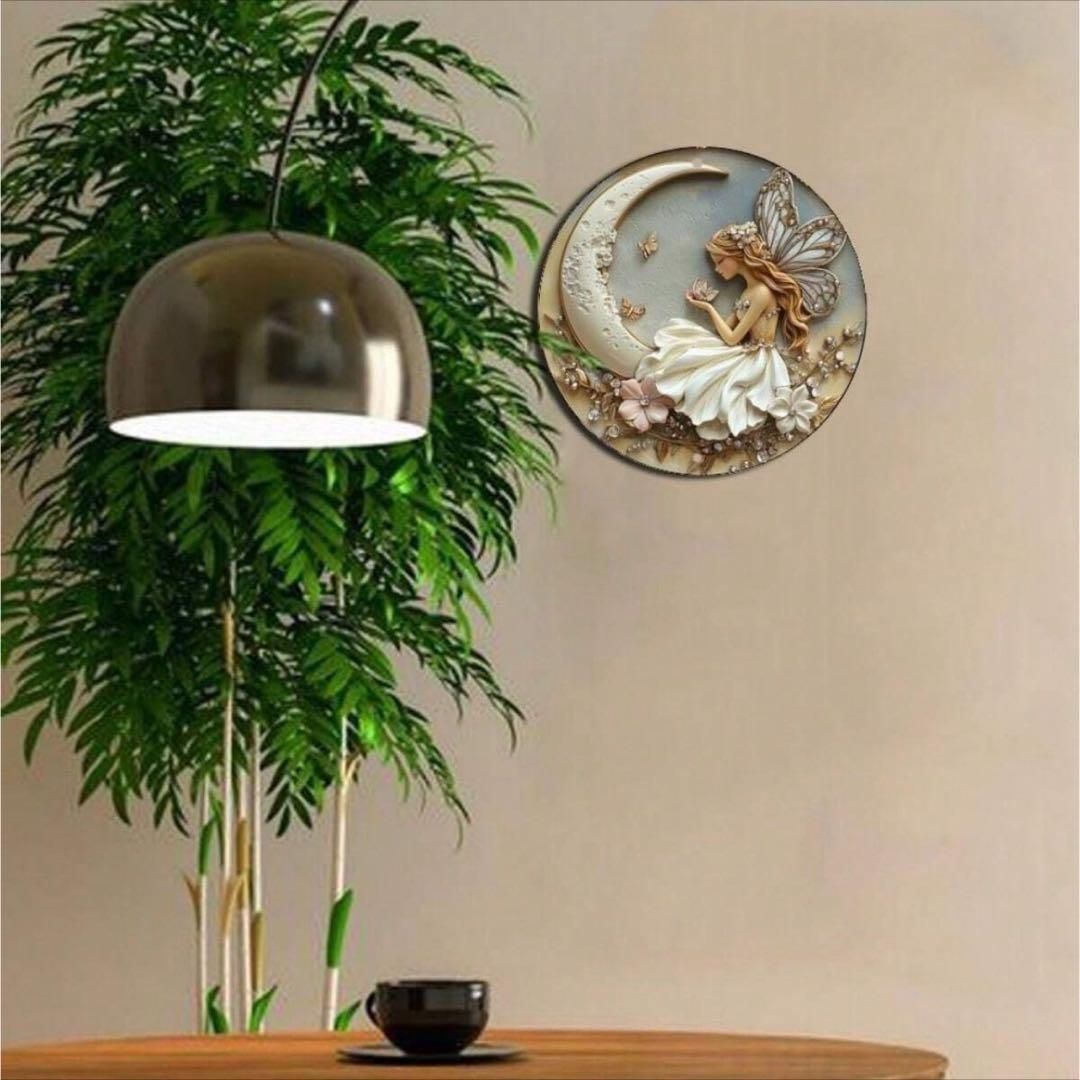 月と妖精のウェルカムボード ウエルカムボード ドアプレート ブリキ