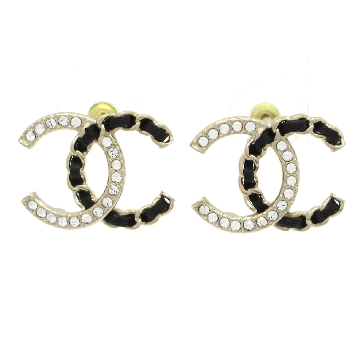 CHANEL(シャネル) ピアス美品  ココマーク ABG274 レザー ゴールド×黒×クリア