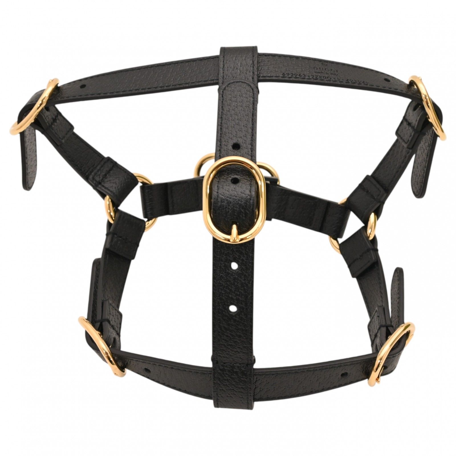 グッチ ペット ハーネス 犬 レザー Sサイズ ブラック ゴールド金具 S